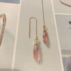 Pink blush rose gold Swarovski crystal teardrops